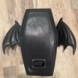 Black Coffin Bag with Bat Wings